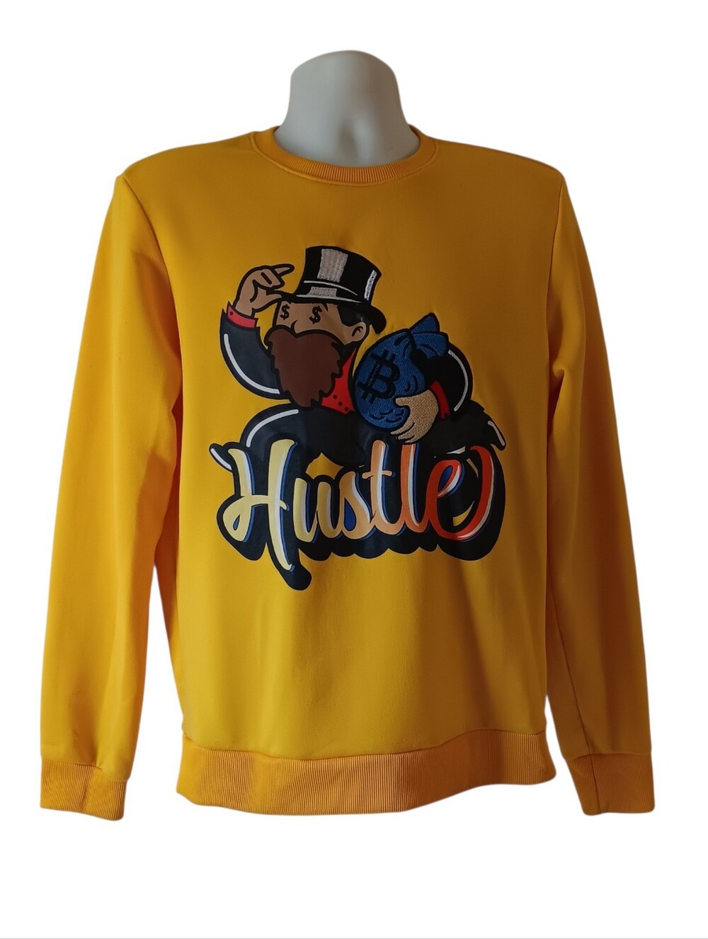 Track 23 Hustle men's yellow long-sleeve sweatshirt size M